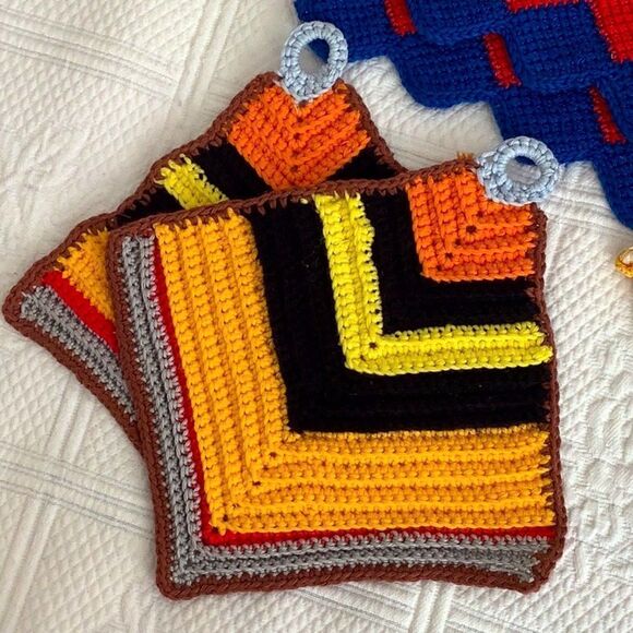 Crochet Potholders (set of 6) Handmade USA - Picture 3 of 4